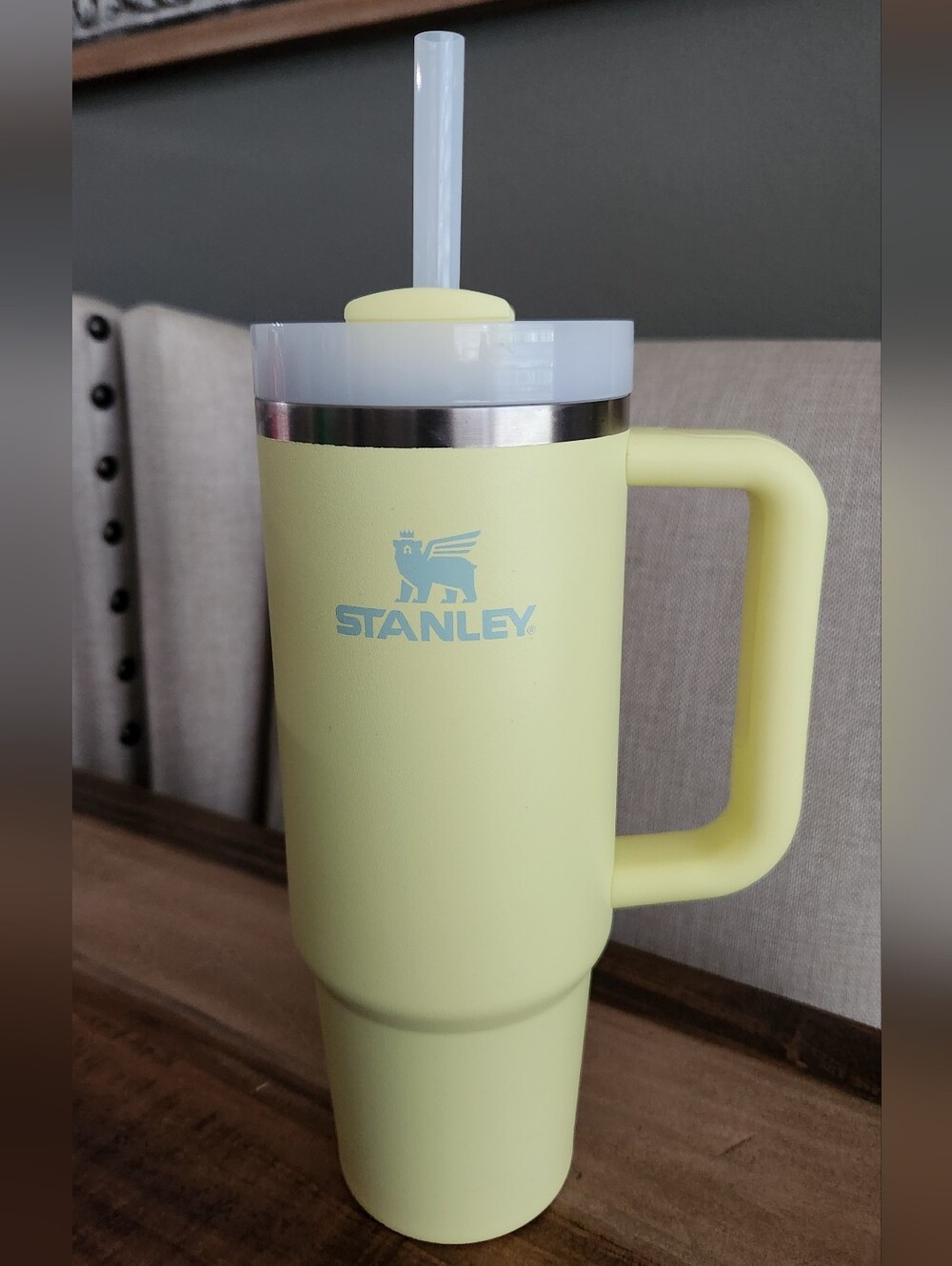 Stanley  BRAND NEW W/O TAGS Pale Yellow Insulated Tumbler with Handle and Straw